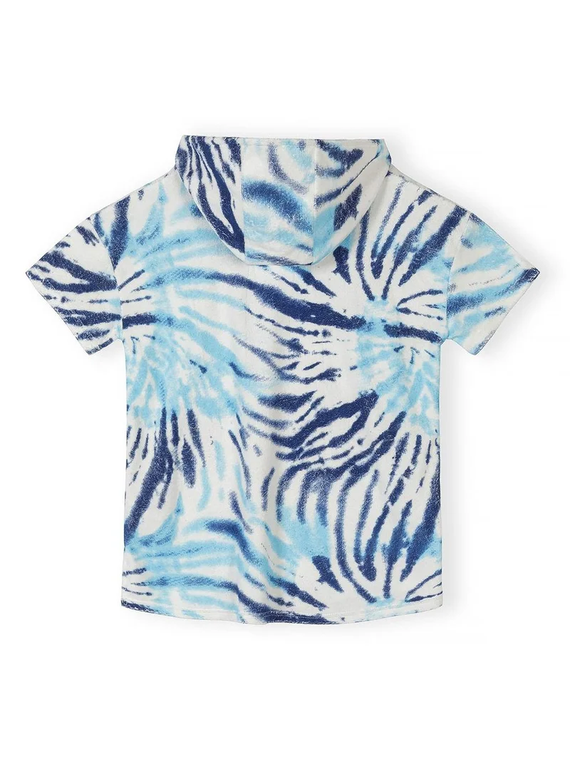 MINOTI Boys hooded tie dye knitted terry towelling cover up blue and white